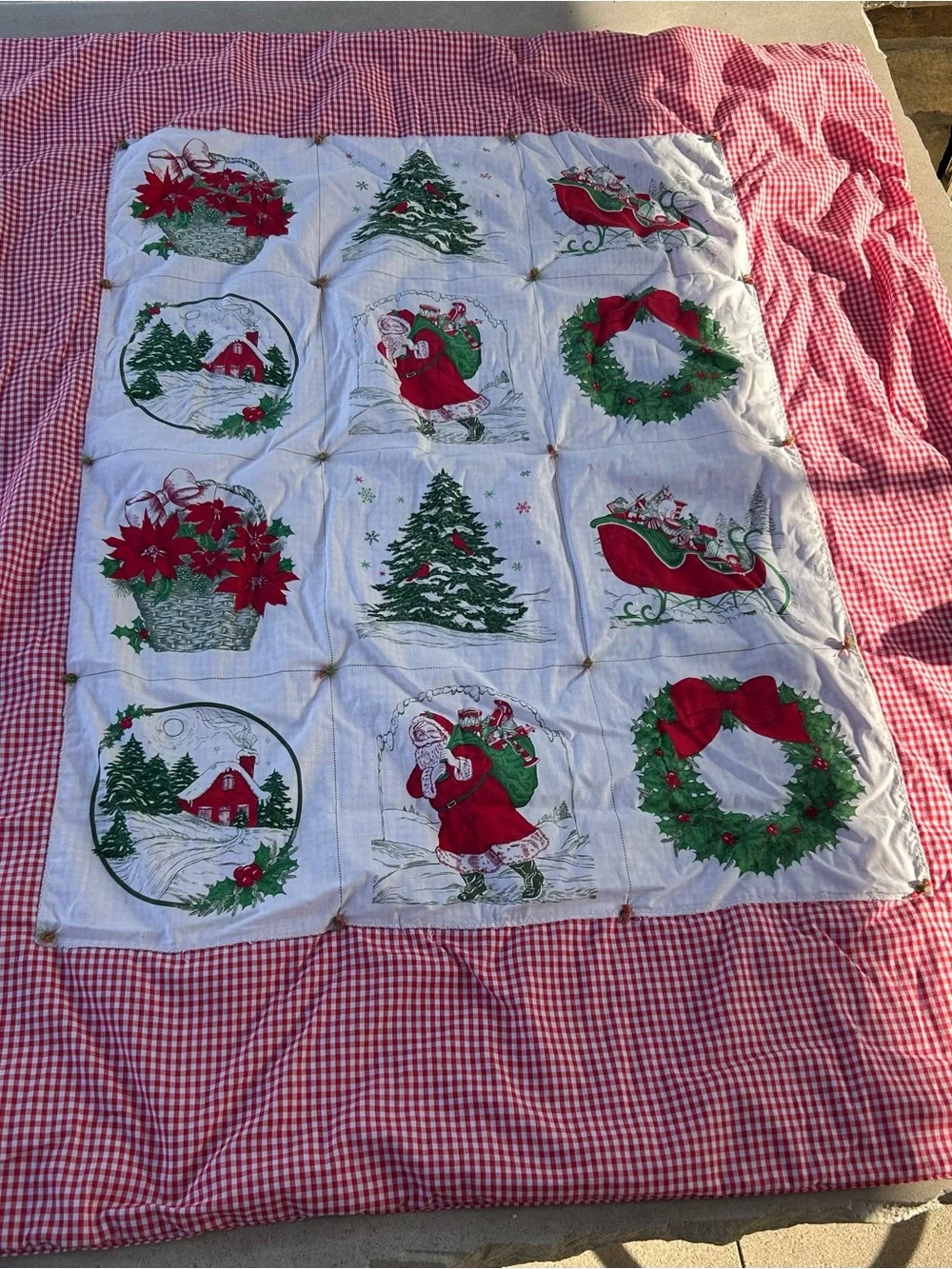 Vintage Christmas Quilt Blanket 41x47